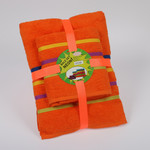 Подарочный набор полотенец для ванной Karna BALE NEON хлопковая махра 50х80, 70х140 оранжевый, фото, фотография