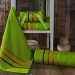 Подарочный набор полотенец для ванной Karna BALE NEON хлопковая махра 50х80, 70х140 зелёный, фото, фотография