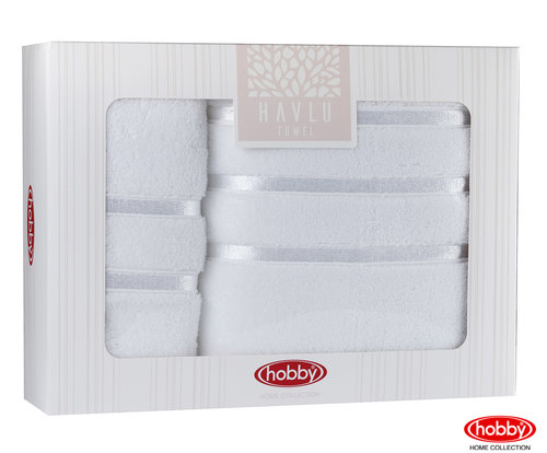 Подарочный набор полотенец для ванной Hobby Home Collection DOLCE хлопковая махра 2 пр. белый, фото, фотография