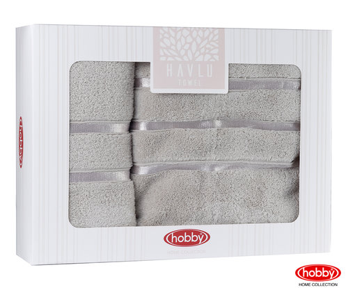 Подарочный набор полотенец для ванной Hobby Home Collection DOLCE хлопковая махра 2 пр. коричневый, фото, фотография