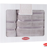 Подарочный набор полотенец для ванной Hobby Home Collection DOLCE хлопковая махра 2 пр. светло-лиловый, фото, фотография