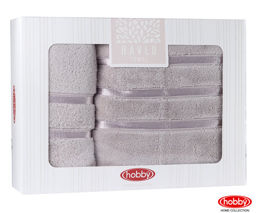 Подарочный набор полотенец для ванной Hobby Home Collection DOLCE хлопковая махра 2 пр. светло-лиловый, фото, фотография