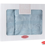 Подарочный набор полотенец для ванной Hobby Home Collection VERSAL хлопковая махра 2 пр. голубой, фото, фотография