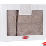 Подарочный набор полотенец для ванной Hobby Home Collection VERSAL хлопковая махра 2 пр. коричневый, фото, фотография