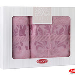 Подарочный набор полотенец для ванной Hobby Home Collection VERSAL хлопковая махра 2 пр. розовый, фото, фотография