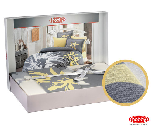 Постельное белье Hobby Home Collection ROMANA хлопковый поплин серый евро, фото, фотография