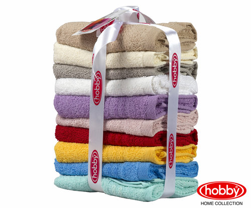 Набор полотенец для ванной в подарочной упаковке 30х5010 Hobby Home Collection RAINBOW хлопковая махра, фото, фотография