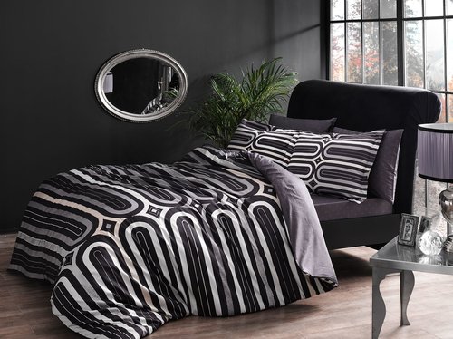 Постельное белье TAC DELUX CLOUD хлопковый сатин deluxe серый евро, фото, фотография