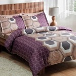 Постельное белье TAC DELUX ASPEN хлопковый сатин deluxe лиловый семейный, фото, фотография