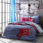 Комплект подросткового постельного белья TAC SPEEDWAY хлопковый ранфорс голубой 1,5 спальный, фото, фотография