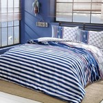 Комплект подросткового постельного белья TAC BLUE хлопковый ранфорс синий 1,5 спальный, фото, фотография