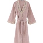 Халат женский Soft Cotton DESTAN хлопковая махра тёмно-розовый XL, фото, фотография