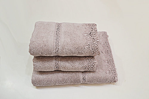 Полотенце для ванной Soft Cotton VICTORIA хлопковая махра лиловый 50х100, фото, фотография