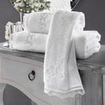 Полотенце для ванной Soft Cotton LUNA хлопковая махра белый 50х100, фото, фотография