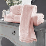 Полотенце для ванной Soft Cotton LUNA хлопковая махра розовый 85х150, фото, фотография