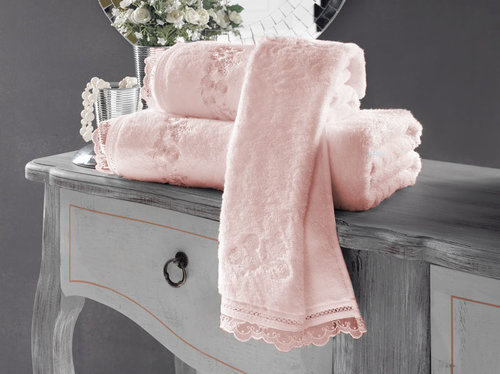 Полотенце для ванной Soft Cotton LUNA хлопковая махра розовый 85х150, фото, фотография