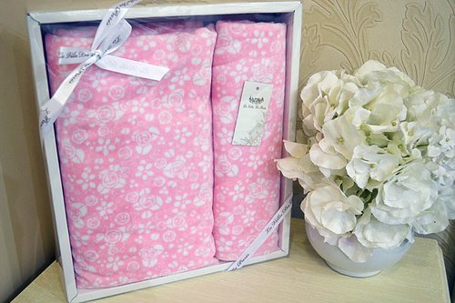 Подарочный набор полотенец для ванной 50х90, 70х140 La Villa ALLOWER хлопковая махра розовый, фото, фотография