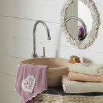 Подарочный набор полотенец для ванной La Villa EMILY хлопковая махра 50х90, 70х140 персиковый, фото, фотография