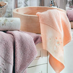 Подарочный набор полотенец для ванной La Villa NADINE хлопковая махра 50х90, 70х140 тёмно-розовый, фото, фотография