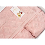 Подарочный набор полотенец для ванной La Villa CLAMP хлопковая махра 50х90, 70х140 розовый, фото, фотография