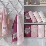 Подарочный набор полотенец для ванной 3 пр. La Villa AIMER хлопковая махра тёмно-розовый, фото, фотография