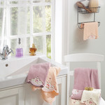 Подарочный набор полотенец для ванной 3 пр. La Villa GINA хлопковая махра персиковый, фото, фотография