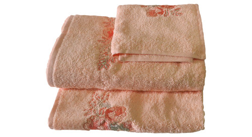 Подарочный набор полотенец для ванной 3 пр. La Villa LIDA хлопковая махра персиковый, фото, фотография