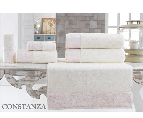 Подарочный набор полотенец для ванной 3 пр. La Villa CONSTANZA хлопковая махра кремовый, фото, фотография