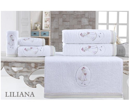 Подарочный набор полотенец для ванной 3 пр. La Villa LILIANA хлопковая махра белый, фото, фотография