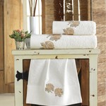 Подарочный набор полотенец для ванной 3 пр. La Villa TWO ROSES хлопковая махра кремовый, фото, фотография