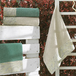 Подарочный набор полотенец для ванной La Villa SHAWL хлопковая махра 50х90, 70х140 зелёный, фото, фотография