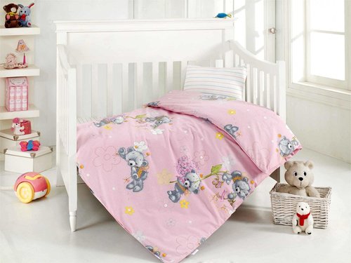 Постельное белье для новорожденных Altinbasak YUMAK хлопковый ранфорс розовый, фото, фотография