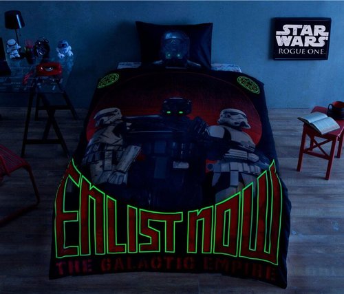 Детское постельное белье TAC STAR WARS GLOW хлопковый ранфорс 1,5 спальный, фото, фотография
