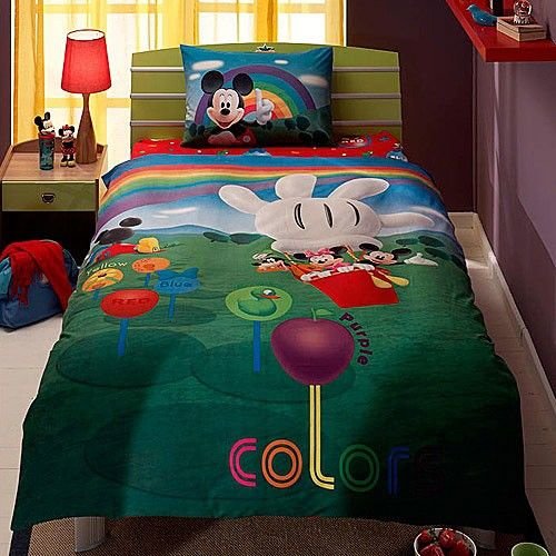Детское постельное белье TAC MICKEY MOUSE CLUB HOUSE COLORS хлопковый ранфорс 1,5 спальный, фото, фотография