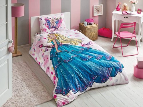 Детское постельное белье TAC BARBIE DREAM хлопковый ранфорс 1,5 спальный, фото, фотография