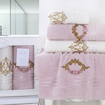 Подарочный набор полотенец для ванной Karna KAREN хлопковая махра 50х90 2 шт., 70х140 2 шт. светло-сиреневый, фото, фотография