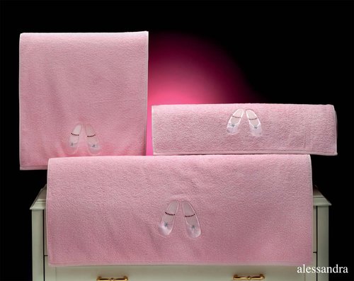 Подарочный набор детских полотенец для ванной La Villa ALESSANDRA хлопковая махра 50х100, 70х140 розовый, фото, фотография