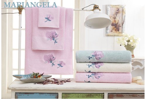 Подарочный набор полотенец для ванной 3 пр. La Villa MARIANGELA хлопковая махра розовый, фото, фотография