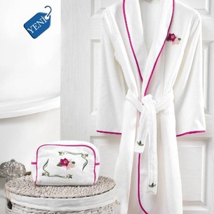Халат женский с полотенцами в подарочной упаковке Soft Cotton LILY хлопковая махра фуксия S