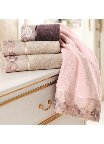 Полотенце для ванной Soft Cotton LALEZAR хлопковая махра тёмно-розовый 32х50, фото, фотография
