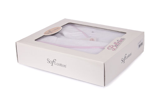 Халат детский для девочки Soft Cotton BALERINA хлопковая махра розовый 2 года, фото, фотография