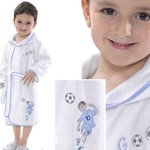 Халат детский для мальчика Soft Cotton FOOTBALLER хлопковая махра голубой 6 лет, фото, фотография