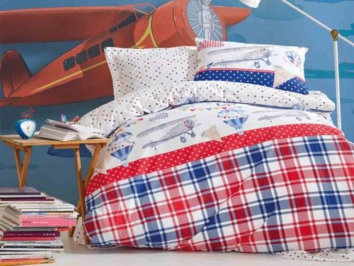 Детское постельное белье Cotton Box GIRLS & BOYS AIR BALLOON хлопковый ранфорс красный 1,5 спальный, фото, фотография
