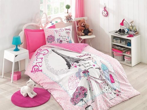 Детское постельное белье Cotton Box GIRLS & BOYS BEST FRIEND хлопковый ранфорс розовый 1,5 спальный, фото, фотография