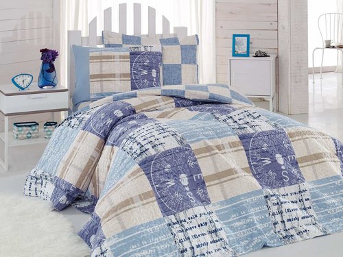 Комплект подросткового постельного белья Cotton Box GIRLS & BOYS PRIVATE хлопковый ранфорс голубой 1,5 спальный, фото, фотография
