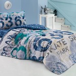 Комплект подросткового постельного белья Cotton Box GIRLS & BOYS URBAN хлопковый ранфорс голубой 1,5 спальный, фото, фотография