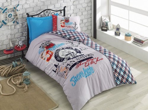 Комплект подросткового постельного белья Cotton Box GIRLS & BOYS MAJOR хлопковый ранфорс бирюзовый 1,5 спальный, фото, фотография