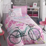 Комплект подросткового постельного белья Cotton Box GIRLS & BOYS BIKE хлопковый ранфорс розовый 1,5 спальный, фото, фотография