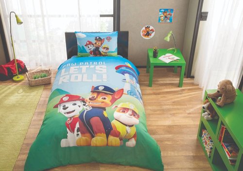 Детское постельное белье TAC PAW PATROL хлопковый ранфорс 1,5 спальный, фото, фотография