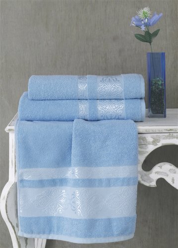 Полотенце для ванной Karna REBEKA махра хлопок голубой 100х150, фото, фотография